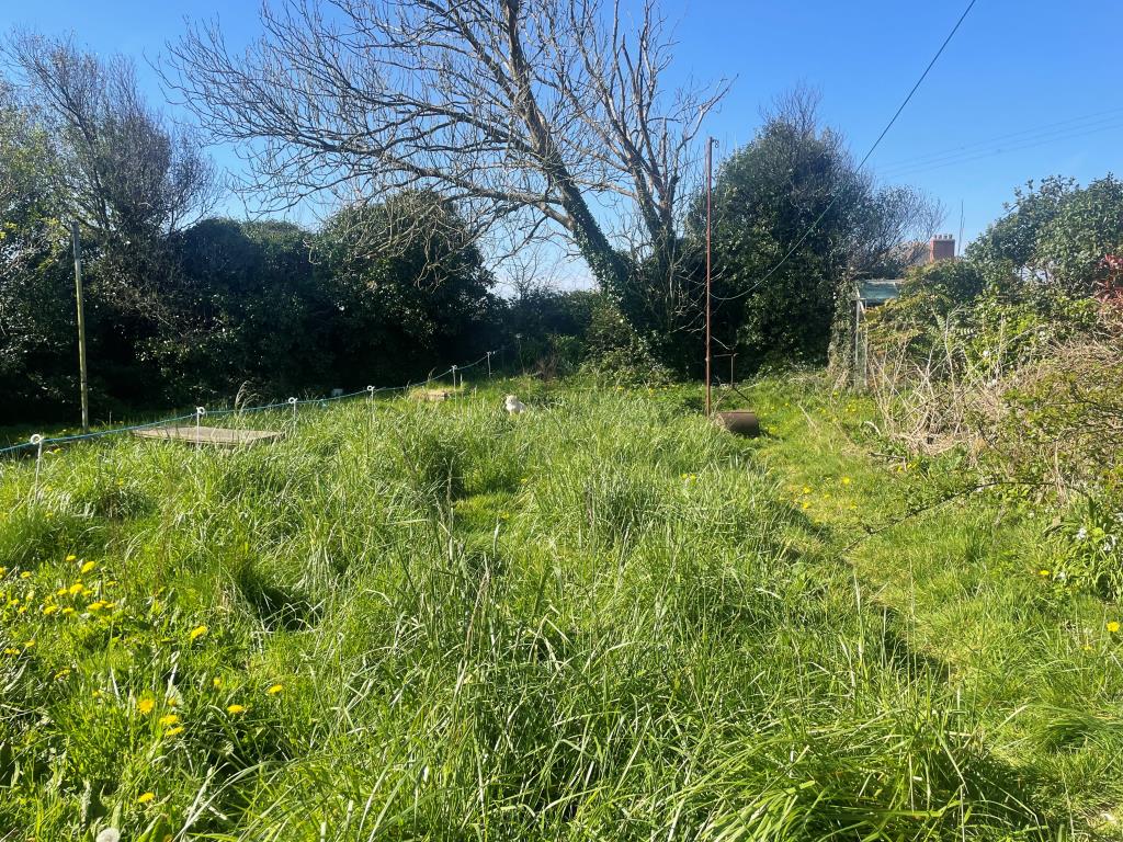 Lot: 23 - TERRACED HOUSE WITH ADDITIONAL ONE-BEDROOM DWELLING, GARAGE, OUTBUILDING AND LARGE GARDEN SPACE - Rear garden space with former greenhouse